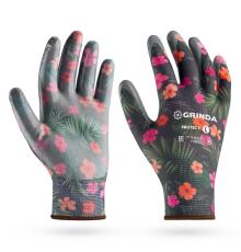 GRINDA PROTECT, L (9), садовые перчатки с прозрачным нитриловым покрытием, чёрные, 13 класс (11296-L)