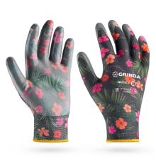 GRINDA PROTECT, M (8), садовые перчатки с прозрачным нитриловым покрытием, чёрные, 13 класс (11296-M)