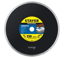 STAYER Ceramo-22, d 230 мм, (22.2 мм, 5 х 2.4 мм), сплошной алмазный диск, Professional (3664-230)