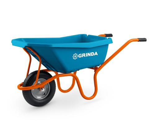 GRINDA GP-21, ударопрочный пластиковый кузов, 110 л, 180 кг, одноколесная, пневматическое колесо, тачка садовая PROLine (422408)