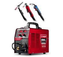 ЗУБР MIG & CUT 5-в-1, MIG / MAG, PLASMA CUT, FCAW, MMA, TIG, 220 А, полуавтомат сварочный, с газом / без газа, горелка ПСГ-220 (ПСГ-М9-220-Р)