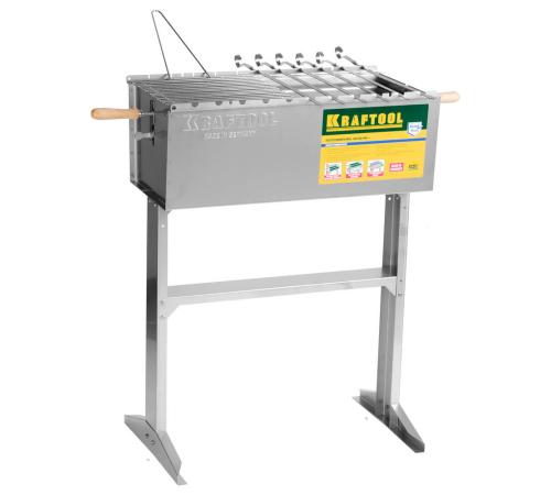 KRAFTOOL 300 x 600 x 800 мм, 6 шампуров, 1 решетка, поддон для угля, стационарный мангал (68320)