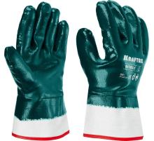 KRAFTOOL HYKRAFT Heavy Duty - особопрочные, L (9), с крагой, нитриловое покрытие, высокая защита от нефтепродуктов, перчатки (11288-L)