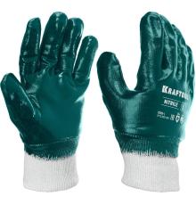 KRAFTOOL HYKRAFT Heavy Duty - особопрочные, L (9), с манжетой, нитриловое покрытие, высокая защита от нефтепродуктов, перчатки (11289-L)