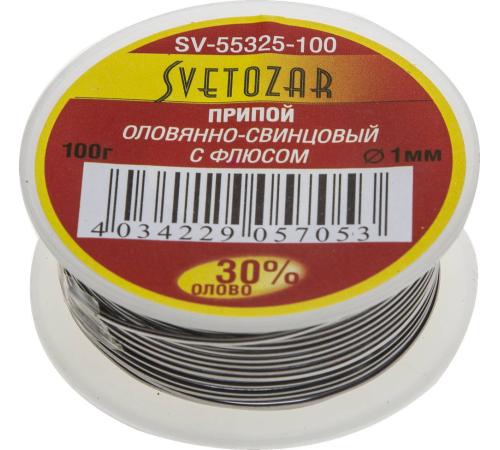 СВЕТОЗАР ПОС 30, 1 мм, 100 г, трубка с флюсом, катушка, припой (SV-55325-100)