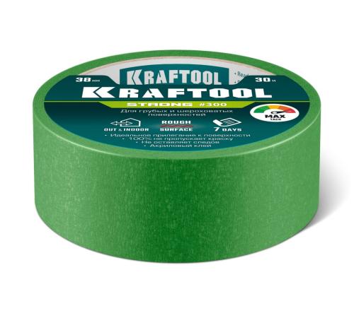 KRAFTOOL #300 Strong 38 мм х 30 м, для грубых и шероховатых поверхностей, малярная лента (12103-38)