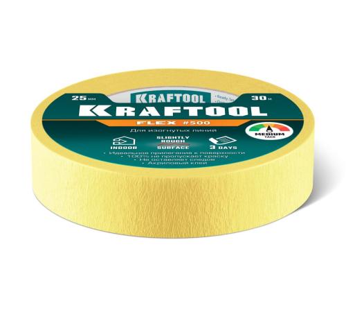 KRAFTOOL #500 Flex 25 мм х 30 м, для изогнутых линий, малярная лента (12105-25)