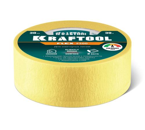 KRAFTOOL #500 Flex 38 мм х 30 м, для изогнутых линий, малярная лента (12105-38)