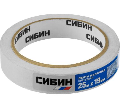 СИБИН 19 мм х 25 м, креповая, малярная лента (12111-19)