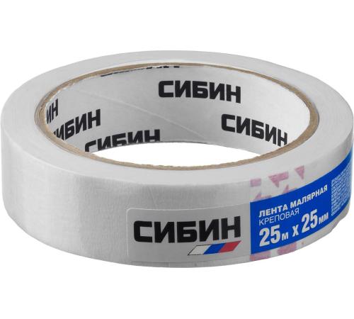 СИБИН 25 мм х 25 м, креповая, малярная лента (12111-25)