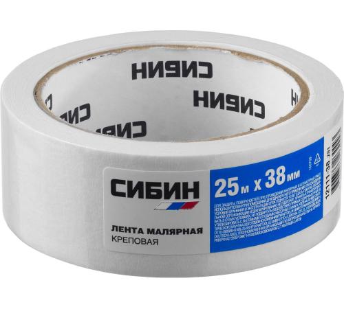СИБИН 38 мм х 25 м, креповая, малярная лента (12111-38)