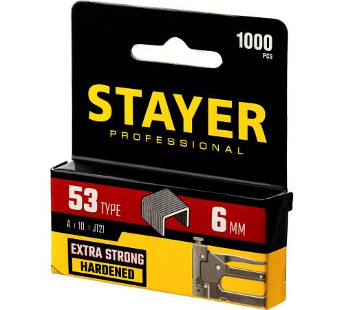 STAYER скобы тип 53 (A/10/JT21), 6 мм, калибр 23GA. 1000 шт. (3159-06)