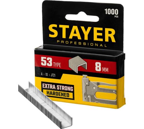 STAYER скобы тип 53 (A/10/JT21), 8 мм, калибр 23GA. 1000 шт. (3159-08)