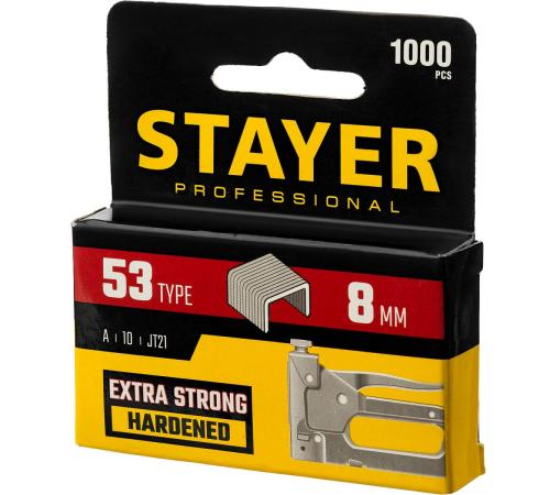 STAYER скобы тип 53 (A/10/JT21), 8 мм, калибр 23GA. 1000 шт. (3159-08)