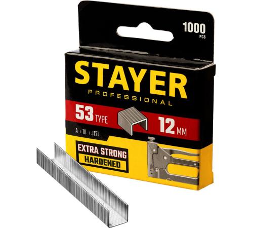 STAYER скобы тип 53 (A/10/JT21), 12 мм, калибр 23GA. 1000 шт. (3159-12)