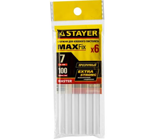 STAYER Cristal, 7 х 100 мм, 6 шт, прозрачные, универсальные клеевые стержни Professional (2-06817-T-S06)