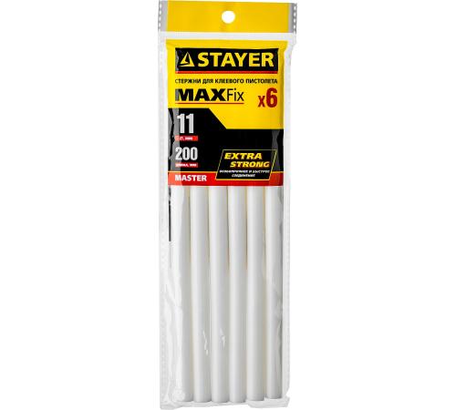 STAYER White, белые, 11 х 200 мм, 6 шт, клеевые стержни, Professional (2-06821-W-S06)