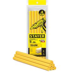 STAYER Yellow, жёлтые, 11 х 200 мм, 6 шт, клеевые стержни, Professional (2-06821-Y-S06)