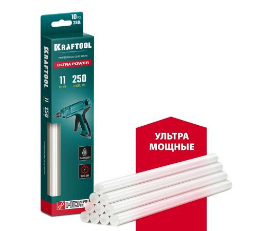 KRAFTOOL Ultra Power, 11 х 250 мм, 10 шт, ультрамощные, прозрачные, клеевые стержни (06848-10)