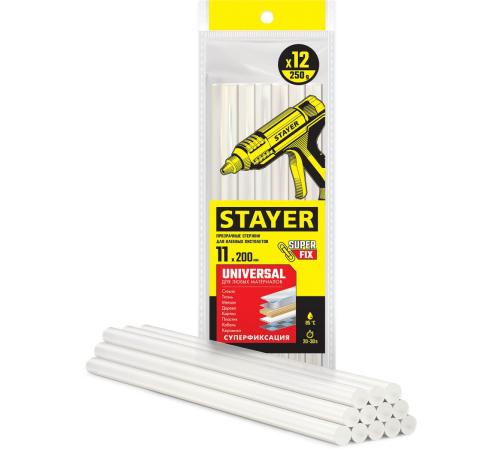 STAYER Universal, 11 х 200 мм, 12 шт, прозрачные, универсальные клеевые стержни Professional (06821-12)
