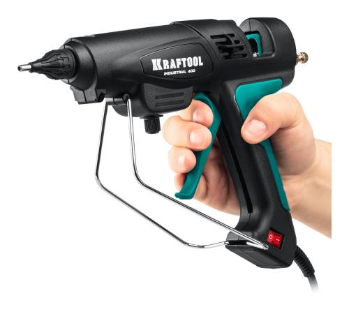 KRAFTOOL Industrial 400, d 11 - 12 мм, 50 г/мин, 130 - 230°C, электрический термоклеевой пистолет (06843-300-12)