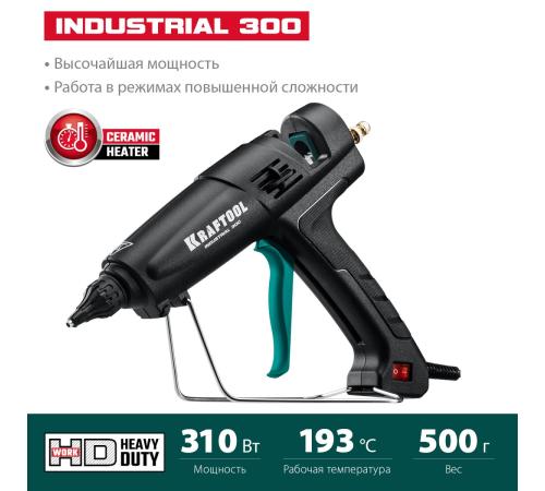 KRAFTOOL Industrial 300, d 11 - 12 мм, 45 г/мин, электрический термоклеевой пистолет (06842)