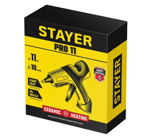 STAYER PRO 11, d 11 мм, 18 г/мин, электрический, пистолет термоклеевой, Professional (0681-20)