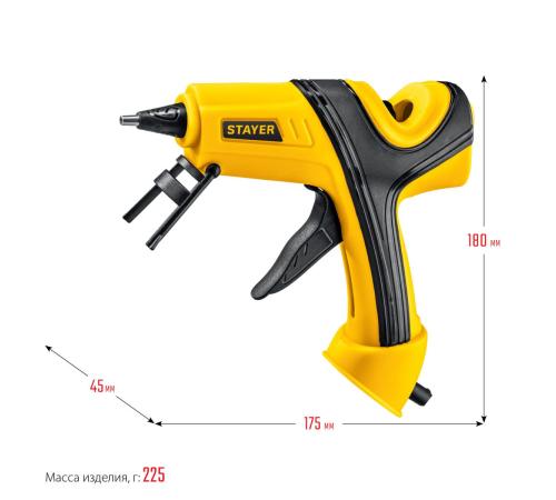 STAYER PRO 11, d 11 мм, 18 г/мин, электрический, пистолет термоклеевой, Professional (0681-20)