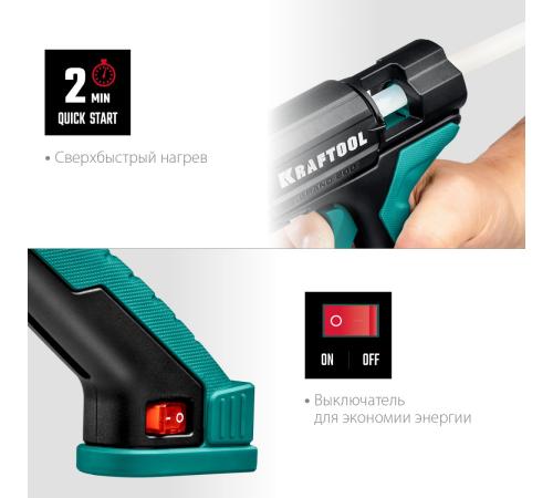 KRAFTOOL Grand 200, d 11 - 12 мм, 25 г/мин, электрический термоклеевой пистолет (06839)