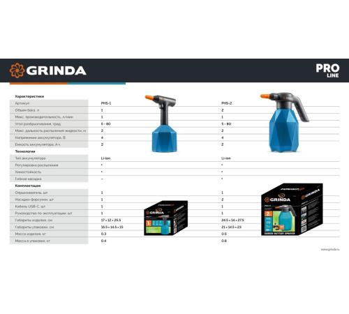 GRINDA 2 л, аккумуляторный опрыскиватель, PROLine (PHS-2)