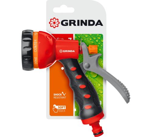 GRINDA T-7, 7 режимов, курок сзади, пластиковый с TPR, поливочный пистолет (8-427185)