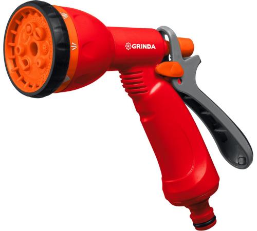 GRINDA P-8, 8 режимов, курок сзади, пластиковый, поливочный пистолет (8-427370)