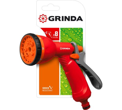 GRINDA P-8, 8 режимов, курок сзади, пластиковый, поливочный пистолет (8-427370)