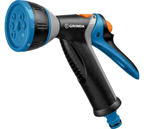 GRINDA BM-8, 8 режимов, курок сзади, металлический с TPR, поливочный пистолет, PROLine (8-427339)