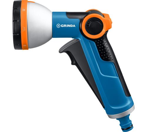 GRINDA X-8, с регулятором напора, 8 режимов, курок спереди, двухкомпонентный, поливочный пистолет, PROLine (8-427145)
