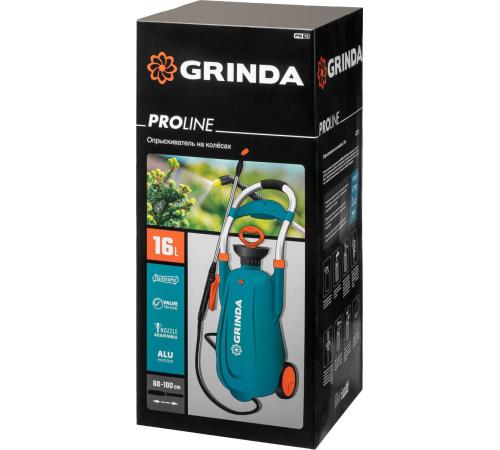 GRINDA PW-16, 16 л, на колёсах, колба из первичного полиэтилена, с широкой горловиной, опрыскиватель, PROLine (8-425163)