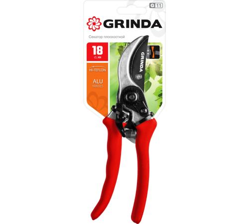 GRINDA G-11, 210 мм, лезвия из углеродистой стали, закалены, тефлоновое покрытие, алюминиевые рукоятки, плоскостной секатор (8-423001)