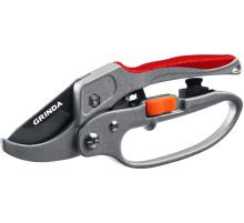 GRINDA G-15, 200 мм, стальные лезвия, храповый механизм, с эфесом, с алюминиевыми рукоятками, контактный секатор (8-423034)