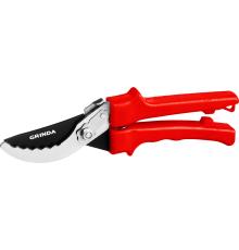 GRINDA G-31, 200 мм, закаленные лезвия, тефлоновое покрытие, зубцы на лезвии, пластиковые рукоятки, плоскостной секатор (40210)