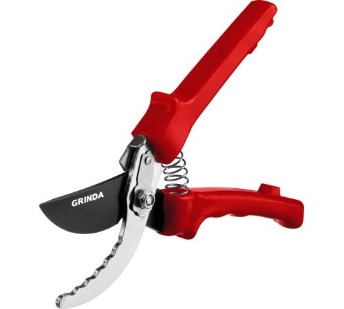 GRINDA G-31, 200 мм, закаленные лезвия, тефлоновое покрытие, зубцы на лезвии, пластиковые рукоятки, плоскостной секатор (40210)