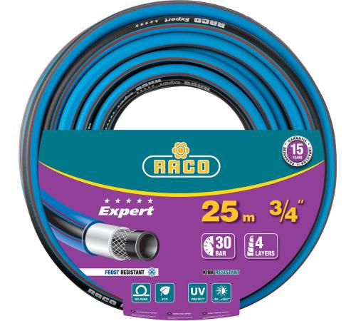 RACO EXPERT, 3/4″, 25 м, 30 атм, четырёхслойный, армированный, поливочный шланг (40302-3/4-25)