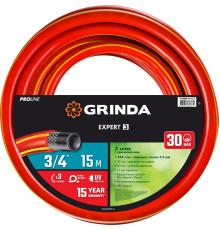 GRINDA EXPERT 3, 3/4″, 15 м, 30 атм, трёхслойный, армированный, поливочный шланг, PROLine (8-429005-3/4-15)