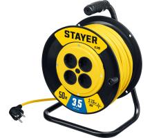 STAYER S-215, ПВС, 2 х 1.5 мм2, 50 м, 3500 Вт, силовой удлинитель на катушке (55072-50)