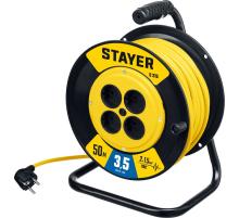 STAYER S-215, ПВС, 2 х 1.5 мм2, 50 м, 3500 Вт, силовой удлинитель на катушке (55072-50)