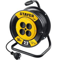 STAYER S-207, ПВС, 2 х 0.75 мм2, 30 м, 2200 Вт, удлинитель на катушке (55073-30)