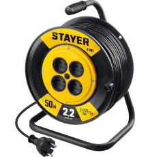 STAYER S-207, ПВС, 2 х 0.75 мм2, 50 м, 2200 Вт, удлинитель на катушке (55073-50)