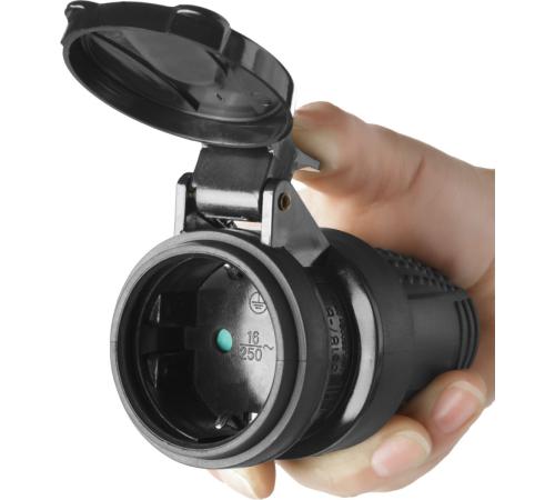 ЗУБР IP44, 16 A/220 В, обрезиненная розетка, Профессионал (55187-B)