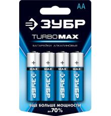 ЗУБР TURBO-MAX, АА х 4, 1.5 В, алкалиновая батарейка (59206-4C)