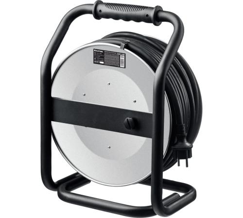 KRAFTOOL КГ 3х2.5 50м 4000Вт IP44, HEAVY DUTYСиловой удлинитель на стальной катушке (55086-50)