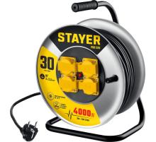 STAYER PRO-325, КГ, 3 х 2.5 мм2, 30 м, 4000 Вт, IP44, силовой удлинитель на стальной катушке (55076-30)